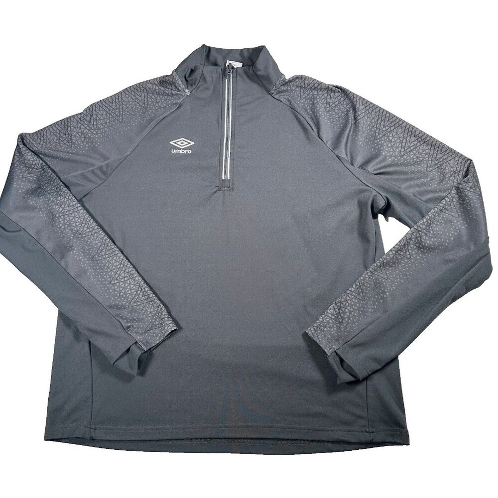 Umbro Pullover Mens‎ Top XL Gray Long Sleeve Stretch Mock Neck 1/4 Zip Athletic